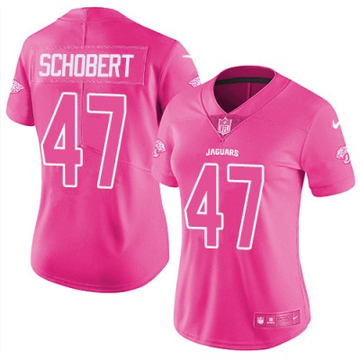 Nike Jacksonville Jaguars #47 Joe Schobert Pink Women's Stitched NFL Limited Rush Fashion Jersey